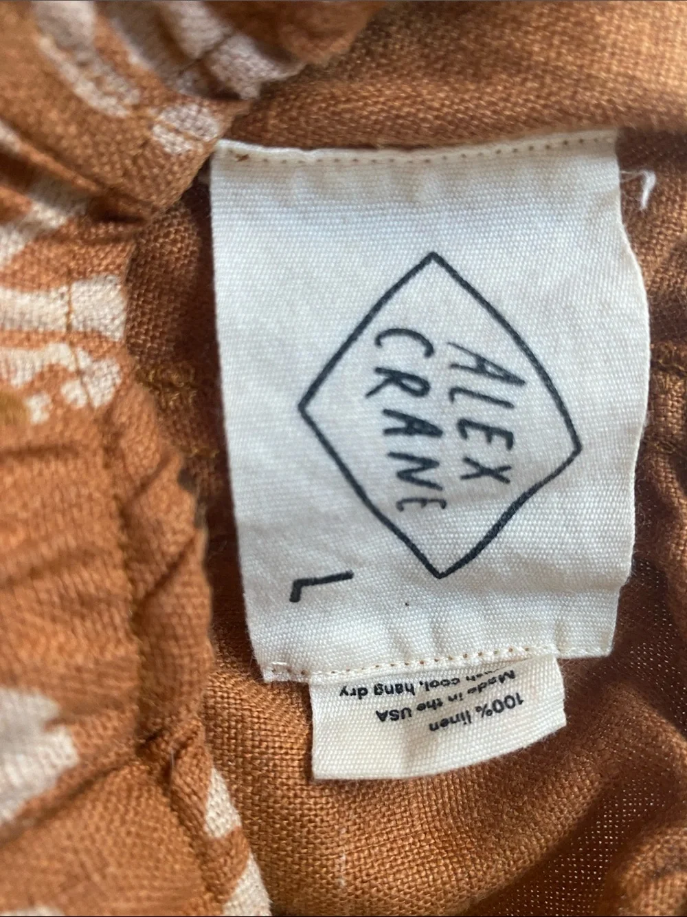 Alex Crane Men's Brown/orange floral 100% linen shorts, Drawstring Waist